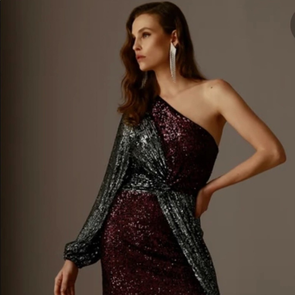 Iorane Gabrielle Sequins Maxi Dress Purple Small